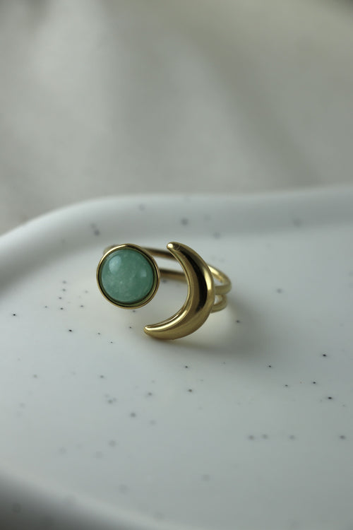 I AM focused - grüner Fluorit Ring Mond