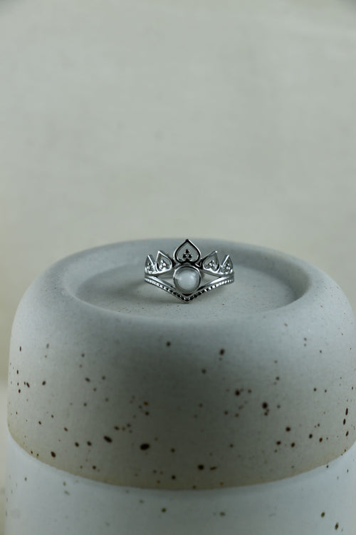 I AM beautiful – Bague en nacre "Crown" argent
