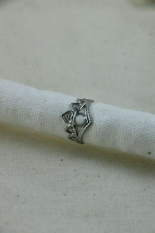 I AM beautiful – Bague en nacre "Crown" argent