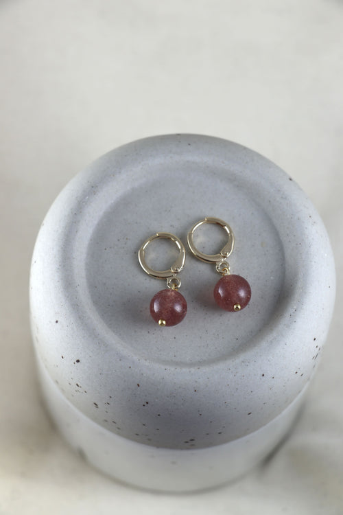 I AM happy - Orecchini Quarzo Fragola sfera