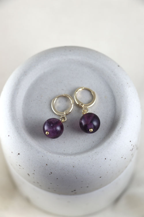 I AM focused - Boucles d’oreilles Fluorite Perle Violette