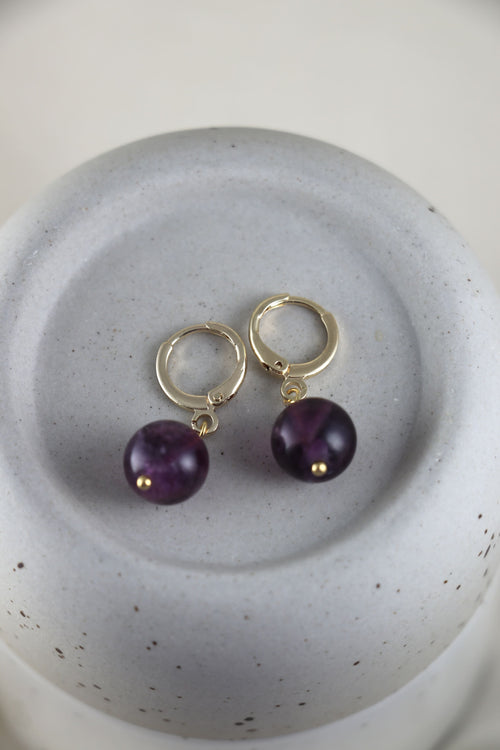 I AM focused - Boucles d’oreilles Fluorite Perle Violette